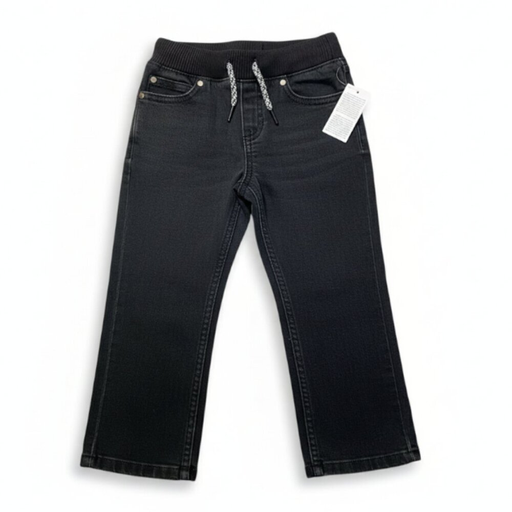 Lands End Toddler Boys Pull On Elastic Waist Black Jeans Pants